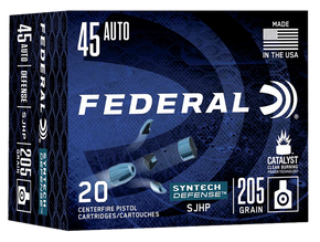 Federal S45SJT1 Syntech Defense 45ACP 205gr Segmented Jacketed Hollow Point 20 Per Box/10 Case 110422 Federal S45SJT1 Syntech Defense 45ACP 205gr Segmented Jacketed Hollow Point 20 Per Box/10 Case 110422