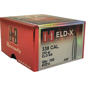 Hornady 33210 ELD-X 338 Cal .338 230 gr Extremely Low Drag eXpanding 100 Per Box/ 15 Case 50687 Hornady 33210 ELD-X 338 Cal .338 230 gr Extremely Low Drag eXpanding 100 Per Box/ 15 Case 50687