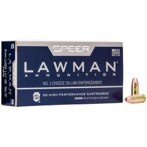 Speer Lawman Handgun Ammunition Clean-Fire 9mm Luger 147 gr. TMJ 985 fps 50/ct CC53826 Speer Lawman Handgun Ammunition Clean-Fire 9mm Luger 147 gr. TMJ 985 fps 50/ct CC53826