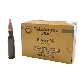 Wolf TelaAmmo Rifle Ammunition 5.45x39 65gr FMJ 2959 fps 30/ct DZ545TFMJ Wolf TelaAmmo Rifle Ammunition 5.45x39 65gr FMJ 2959 fps 30/ct DZ545TFMJ