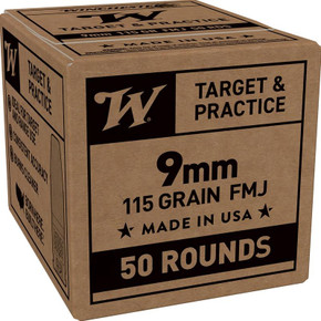 Winchester Service Grade Handgun Ammunition 9mm Luger 115gr FMJ 1300fps 50/ct WNSG9W50