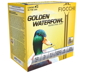 Fiocchi 123SGW4 Golden Waterfowl 12Gauge 3" 1 1/4oz 4Shot 25 Per Box/10 Case 117386 Fiocchi 123SGW4 Golden Waterfowl 12Gauge 3" 1 1/4oz 4Shot 25 Per Box/10 Case 117386