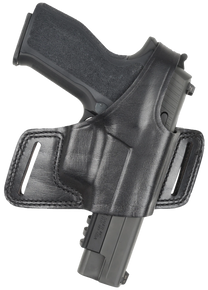 Bianchi 15718 Black Widow  OWB Size 14 Black Leather Belt Slide Fits Glock 17 Fits Glock 19 Fits Glock 22 Right Hand 29342