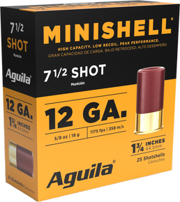 Aguila 1CHB1387 Minishell 12Gauge 1.75" 5/8oz 7.5Shot 25 Per Box/10 Case 163924 Aguila 1CHB1387 Minishell 12Gauge 1.75" 5/8oz 7.5Shot 25 Per Box/10 Case 163924