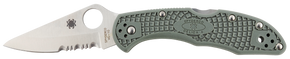 Spyderco C33PSFG Delica 4 Lightweight 2.88" Folding Drop Point Part Serrated VG-10 SS Blade Foliage Green Bi-Directional Texturing FRN Handle Includes Pocket Clip 140094