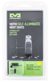 Meprolight USA 102203201 Tru-Dot Green Tritium White Outline Front Sight-Yellow Tritium White Outline Rear Sight Glock 42/43/43X/48 134475 Meprolight USA 102203201 Tru-Dot Green Tritium White Outline Front Sight-Yellow Tritium White Outline Rear Sight Glock 42/43/43X/48 134475