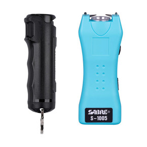 Sabre Pepper Spray and 2-in-1 Stun Gun Multi-Range Protection Pack Black Teal SRS5TQF15BKOC