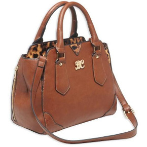 Bulldog Satchel Style Conceal Carry Purse W/ Holster - Chestnut W/ Leopard Trim JZBDP024 Bulldog Satchel Style Conceal Carry Purse W/ Holster - Chestnut W/ Leopard Trim JZBDP024