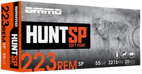 Ammo Inc 223055SPA20 Hunt 223Rem 55gr Soft Point 20 Per Box/10 Case 163657 Ammo Inc 223055SPA20 Hunt 223Rem 55gr Soft Point 20 Per Box/10 Case 163657