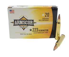 Armscor AC2232N USA 223Rem 55gr Pointed Soft Point 20 Per Box/50 Case 35300 Armscor AC2232N USA 223Rem 55gr Pointed Soft Point 20 Per Box/50 Case 35300