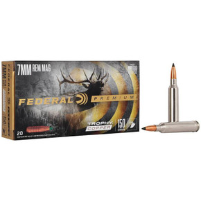 Federal Trophy Copper Rifle Ammunition 7mm Rem Mag 150gr HP 3025 fps 20/ct FAP7RTC3