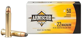 Armscor FAC22M1N USA 22WMR 40gr Jacketed Hollow Point 50 Per Box/40 Case 35306 Armscor FAC22M1N USA 22WMR 40gr Jacketed Hollow Point 50 Per Box/40 Case 35306