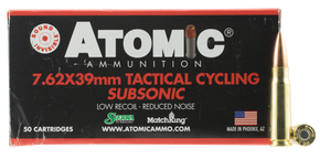 Atomic Ammunition 00474 Rifle Subsonic 7.62x39mm 220gr Hollow Point Boat Tail 50 Per Box/10 Case 50449 Atomic Ammunition 00474 Rifle Subsonic 7.62x39mm 220gr Hollow Point Boat Tail 50 Per Box/10 Case 50449