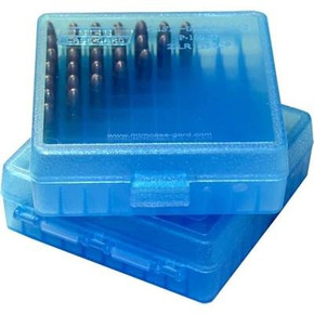 MTM Flip Top Ammo Box for .44 Rem Mag 100rd Clear Blue MTP1004424 MTM Flip Top Ammo Box for .44 Rem Mag 100rd Clear Blue MTP1004424
