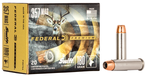 Federal P357SA Premium 357Mag 180gr Swift A Frame 20 Per Box/10 Case 63674 Federal P357SA Premium 357Mag 180gr Swift A Frame 20 Per Box/10 Case 63674