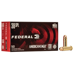 American Eagle Handgun Ammunition .38 Spl 130 gr. FMJ 890 fps 50/ct FAAE38K