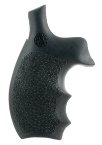 Hogue 62000 Rubber Bantam  Black Rubber Pistol Grip with Finger Grooves for S&W K, L Frame with Round Butt 85090