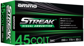 Ammo Inc 45C250TMCSTRKGRN50 Streak Visual (GREEN) 45Colt 250gr Total Metal Case 50 Per Box/20 Case 173066 Ammo Inc 45C250TMCSTRKGRN50 Streak Visual (GREEN) 45Colt 250gr Total Metal Case 50 Per Box/20 Case 173066