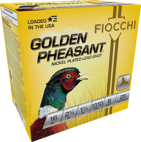 Fiocchi 16GP6 Golden Pheasant Extrema 16Gauge 2.75" 1 1/8oz 6Shot 25 Per Box/10 Case 116570 Fiocchi 16GP6 Golden Pheasant Extrema 16Gauge 2.75" 1 1/8oz 6Shot 25 Per Box/10 Case 116570