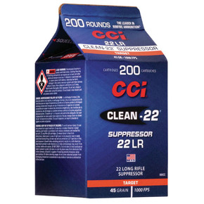 CCI Clean-22 Suppressor Rimfire Ammunition .22 LR 45 gr LRN 1000 fps 200/ct CC980CC CCI Clean-22 Suppressor Rimfire Ammunition .22 LR 45 gr LRN 1000 fps 200/ct CC980CC