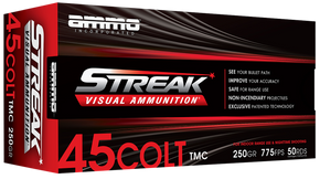 Ammo Inc 45C250TMCSTRKRED50 Streak Visual (RED) 45Colt 250gr Total Metal Case 50 Per Box/20 Case 173069 Ammo Inc 45C250TMCSTRKRED50 Streak Visual (RED) 45Colt 250gr Total Metal Case 50 Per Box/20 Case 173069
