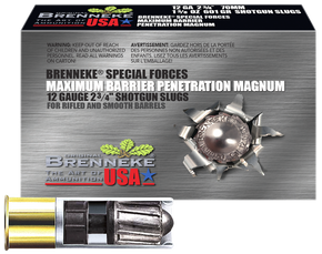 Brenneke SL122MBPM Special Forces Maximum Barrier Penetration Magnum 12Gauge 2.75" 1 3/8oz Slug Shot 5 Per Box/50 Case 31288 Brenneke SL122MBPM Special Forces Maximum Barrier Penetration Magnum 12Gauge 2.75" 1 3/8oz Slug Shot 5 Per Box/50 Case 31288