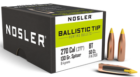 Nosler 27130 Ballistic Tip 270Caliber 130gr Spitzer 50/Box 51654 Nosler 27130 Ballistic Tip 270Caliber 130gr Spitzer 50/Box 51654