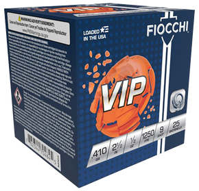 Fiocchi 410VIP9 Exacta Target VIP 410Gauge 2.50" 1/2oz 9Shot 25 Per Box/10 Case 116641 Fiocchi 410VIP9 Exacta Target VIP 410Gauge 2.50" 1/2oz 9Shot 25 Per Box/10 Case 116641