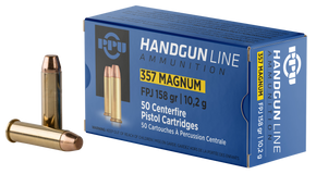 PPU PPH357MF Handgun 357Mag 158gr Flat Point Jacketed 50 Per Box/10 Case 57065 PPU PPH357MF Handgun 357Mag 158gr Flat Point Jacketed 50 Per Box/10 Case 57065