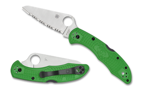 Spyderco Salt 2 3" Folding Clip Point Serrated H1 Steel Blade Green Bi-Directional Texturing FRN Handle Includes Pocket Clip 145193 Spyderco Salt 2 3" Folding Clip Point Serrated H1 Steel Blade Green Bi-Directional Texturing FRN Handle Includes Pocket Clip 145193