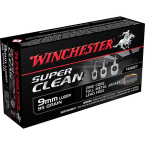 Winchester Super Clean NT Handgun Ammunition 9mm Luger 95 gr. FMJ 1225 fps 50/ct WNW9MMLF