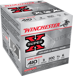 Winchester Ammo X413H6 Super X Heavy Game Load High Brass 410Gauge 3" 3/4oz 6Shot 25 Per Box/10 Case 116441 Winchester Ammo X413H6 Super X Heavy Game Load High Brass 410Gauge 3" 3/4oz 6Shot 25 Per Box/10 Case 116441