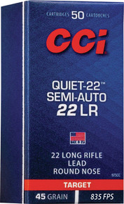 CCI QUIET SEMI-AUTO 22LR 45GRLEAD-RN 835FPS 50RD 100BX/CS A975CC CCI QUIET SEMI-AUTO 22LR 45GRLEAD-RN 835FPS 50RD 100BX/CS A975CC