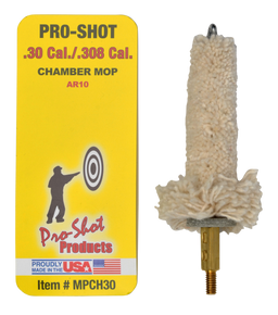 Pro-Shot MPCH30 Chamber Mop Military Style .30/ .308/ 7.62x51mm NATO AR Platform #8-32 Thread 100% Cotton Mop Brass Core 109363 Pro-Shot MPCH30 Chamber Mop Military Style .30/ .308/ 7.62x51mm NATO AR Platform #8-32 Thread 100% Cotton Mop Brass Core 109363