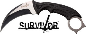 MC SURVIVOR 4" HAWKBILL BLADEW/SHEATH BLACK/STONEWASH! SVFIX014CS