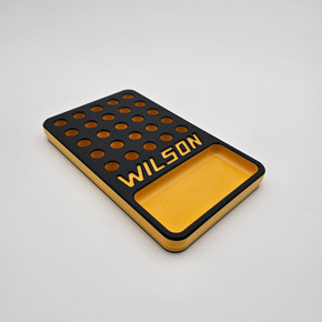 L.E. Wilson Reloading Tray with Bullet/Primer Cup .440" 25 Hole Black/Yellow LWW25PBY44 L.E. Wilson Reloading Tray with Bullet/Primer Cup .440" 25 Hole Black/Yellow LWW25PBY44