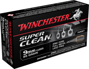 Winchester Ammo W9MMLF Super Clean  9mmLuger 95gr Lead Free Full Metal Jacket 50 Per Box/10 Case 9618