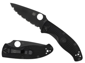 Spyderco C122PSBBK Tenacious Lightweight 3.39" Folding Part Serrated Black Oxide 8Cr13MoV SS Blade/Black Bi-Directional Texturing FRN Handle Includes Pocket Clip 158069 Spyderco C122PSBBK Tenacious Lightweight 3.39" Folding Part Serrated Black Oxide 8Cr13MoV SS Blade/Black Bi-Directional Texturing FRN Handle Includes Pocket Clip 158069