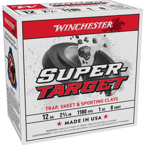 SUPER TARGET 12 GAUGE 2-3/4'' 1 OZ #8 SHOT 25/BOX 105202744 SUPER TARGET 12 GAUGE 2-3/4'' 1 OZ #8 SHOT 25/BOX 105202744