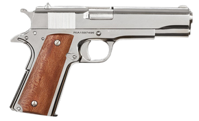 Rock Island 51814 GI Standard FS *CA Compliant 38 Super Caliber with 5" Barrel, 10+1 Capacity, Overall Polished Nickel Finish Steel, Beavertail Frame, Serrated Slide & Wood Grip 35188 Rock Island 51814 GI Standard FS *CA Compliant 38 Super Caliber with 5" Barrel, 10+1 Capacity, Overall Polished Nickel Finish Steel, Beavertail Frame, Serrated Slide & Wood Grip 35188