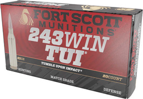 FORT SCOTT 243 WIN 80GR TUI</br>SOLID COPPER 20RD 10BX/CS A243080SCV FORT SCOTT 243 WIN 80GR TUI</br>SOLID COPPER 20RD 10BX/CS A243080SCV