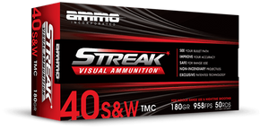 Ammo Inc 40180TMCSTRKRED50 Streak Visual (RED) 40S&W 180gr Total Metal Case 50 Per Box/20 Case 173067 Ammo Inc 40180TMCSTRKRED50 Streak Visual (RED) 40S&W 180gr Total Metal Case 50 Per Box/20 Case 173067