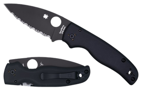 Spyderco C229GPBK Shaman  3.58" Folding Plain Black DLC CPM S30V SS Blade/Black Textured G10 Handle Includes Pocket Clip 158081