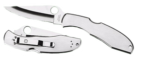 Spyderco C10S Endura 4 3.85" Folding Clip Point Part Serrated VG-10 SS Blade Satin Stainless Steel Handle Includes Pocket Clip 32277 Spyderco C10S Endura 4 3.85" Folding Clip Point Part Serrated VG-10 SS Blade Satin Stainless Steel Handle Includes Pocket Clip 32277