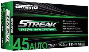 Ammo Inc 45230TMCSTRKGRN50 Streak Visual (GREEN)  45ACP 230gr Total Metal Case 50 Per Box/20 Case 151299