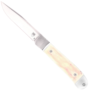 CobraTec Knives CTTHRWT Trapper Hidden Release 3.12" OTF Drop Point Plain Satin D2 Steel Blade, 4.25" White Bone Scales Handle 157305 CobraTec Knives CTTHRWT Trapper Hidden Release 3.12" OTF Drop Point Plain Satin D2 Steel Blade, 4.25" White Bone Scales Handle 157305