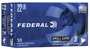 Federal 724 Small Game & Target 22LR 31gr Copper Plated Hollow Point 50 Per Box/100 Case 67306 Federal 724 Small Game & Target 22LR 31gr Copper Plated Hollow Point 50 Per Box/100 Case 67306