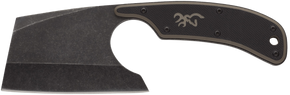 Browning 3220322 Cutoff Camp 2.50" Fixed Cleaver Plain Black Black Oxide Stonewashed 9Cr14MoV SS Blade, Black/Tan G10 Handle 161409
