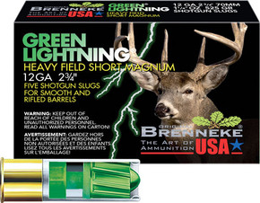 BRENNEKE USA GREEN LIGHTNING</br>12GA 2.75" 1-1/4OZ 5RD 50BX/CS A1207825 BRENNEKE USA GREEN LIGHTNING</br>12GA 2.75" 1-1/4OZ 5RD 50BX/CS A1207825