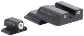 AmeriGlo SW145 Classic Tritium Set for Smith & Wesson M&P Shield  Green Tritium White Outline Front Sight-Green Tritium White Outline Rear Sight 85474